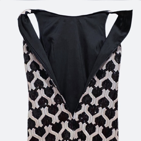 Etcetera Yin Yang Black and Silver-White Sequin Midi Dress New - Picture 6 of 8